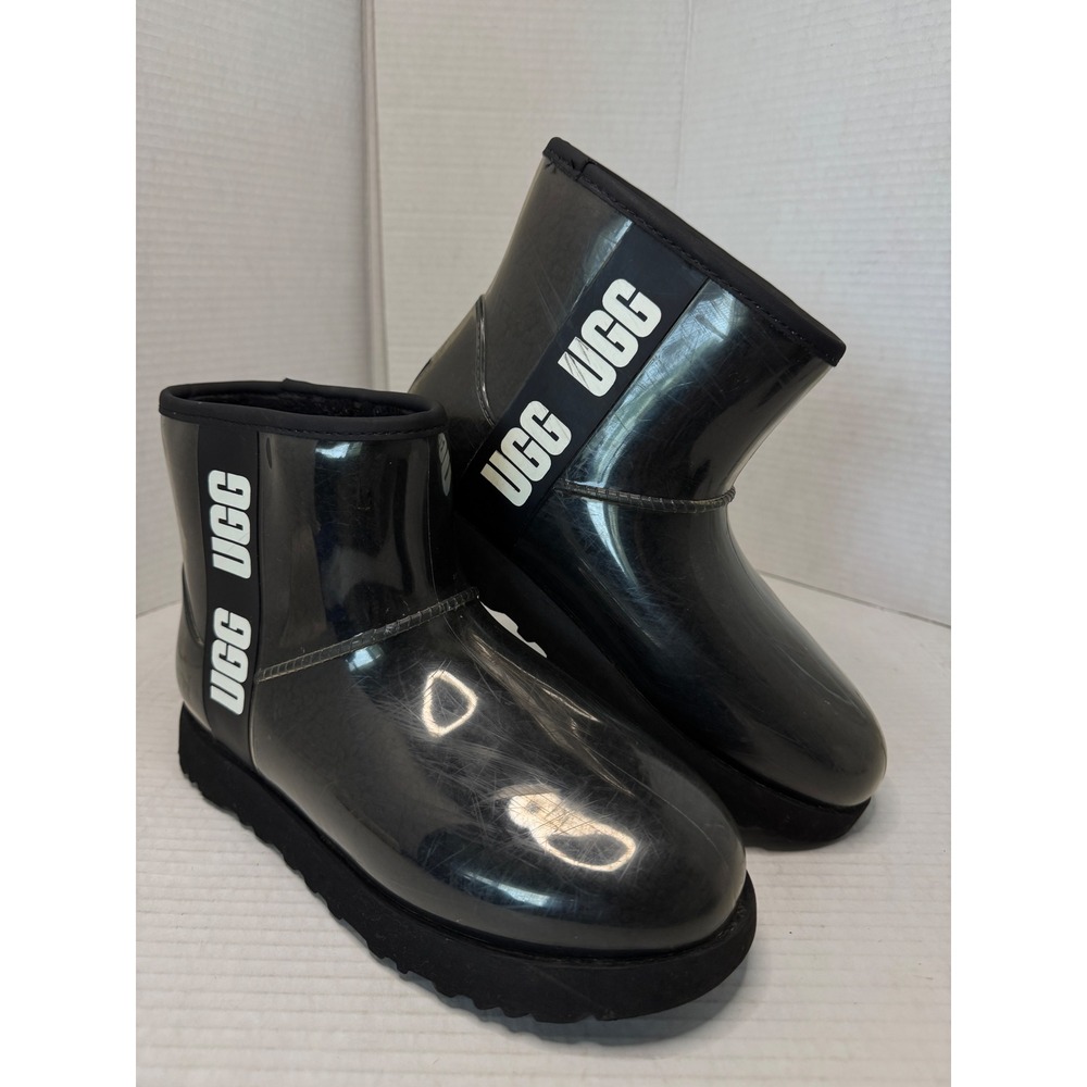 UGG Classic Clear Mini Boots Women 8 Black Waterproof Shearling Lined 1113190